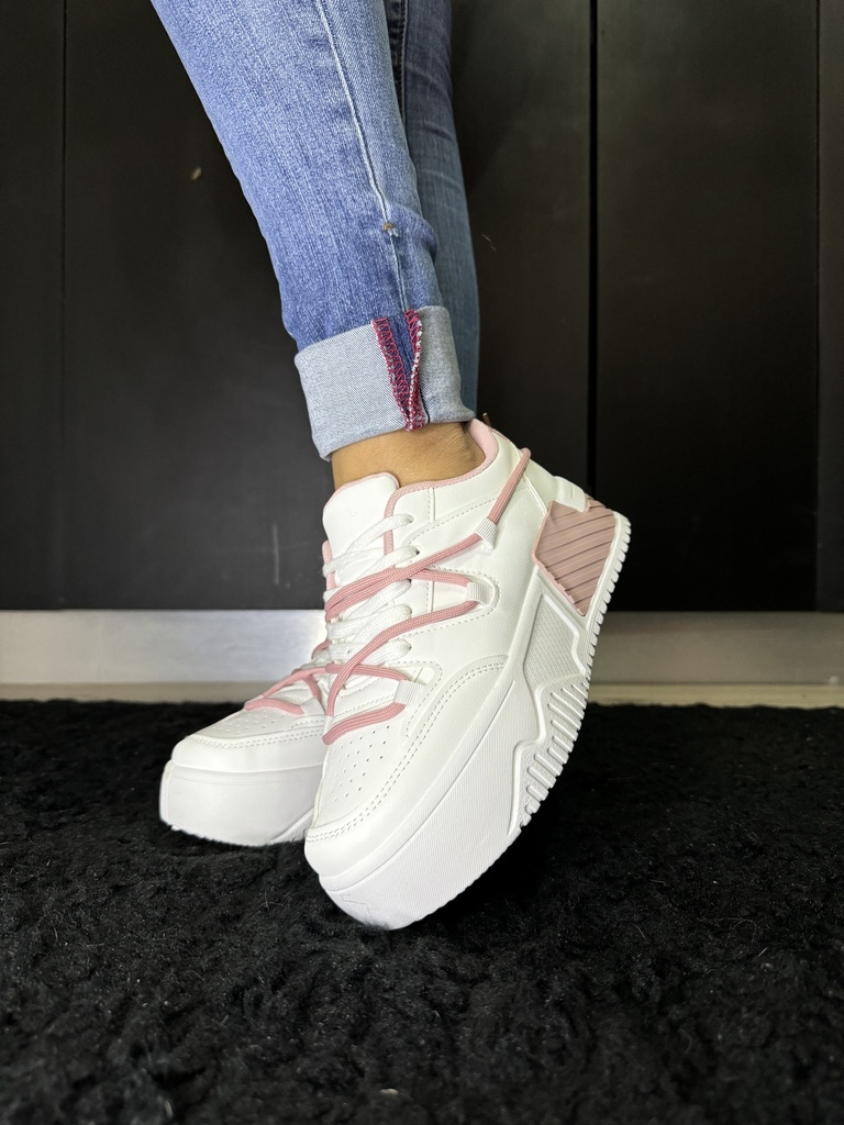 Tenis plataforma cinta rosa