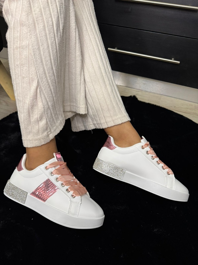 Tenis talón brillante listoncito