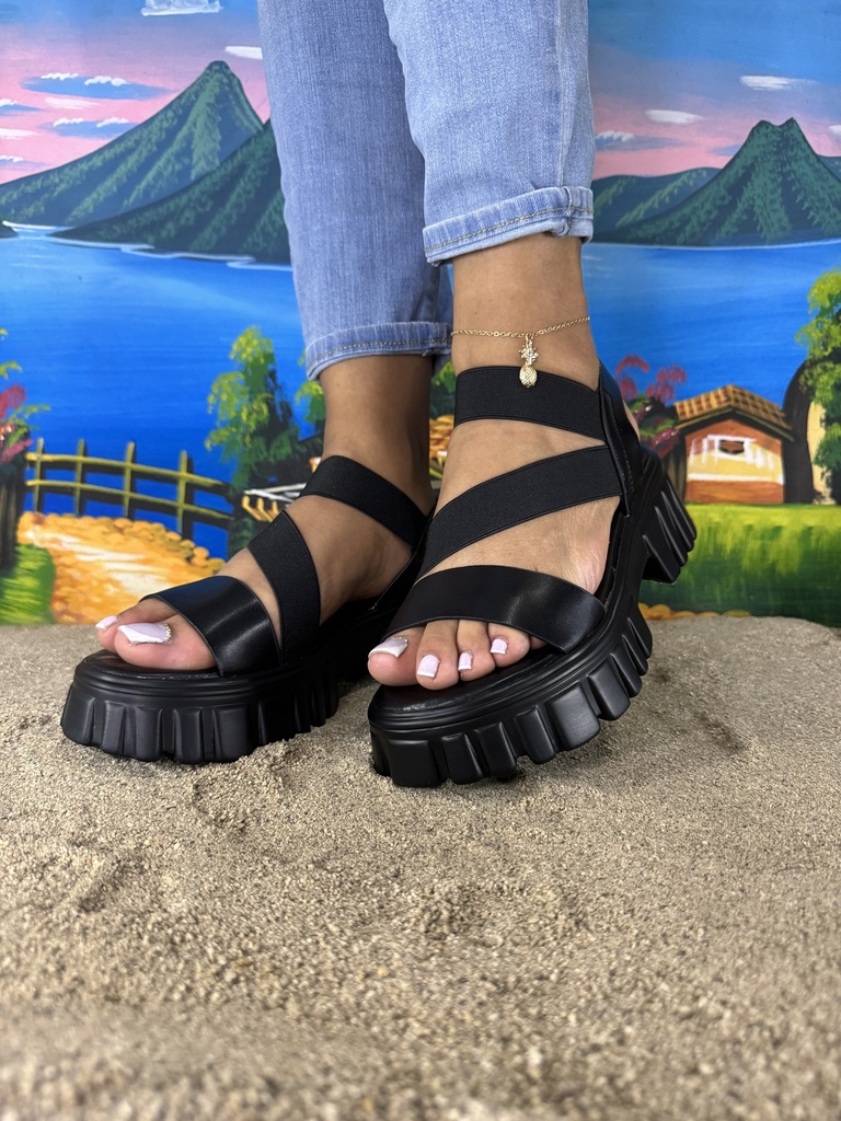 Sandalias de elástico cruzado plataforma