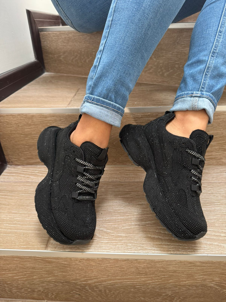 Tenis altos totalmente diamantados