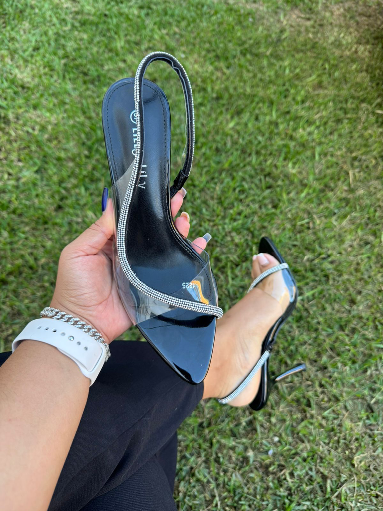 Tacón correa diamantada