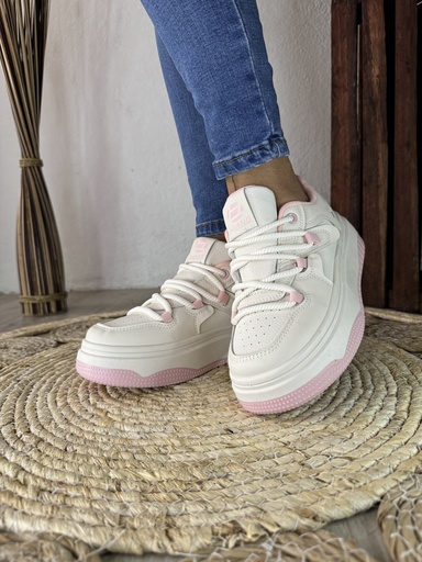 [ZYD10056-1] Tenis plataforma Lacito, rosa pastel