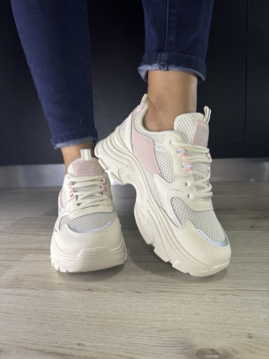 [JW2697] Tenis beige/pink