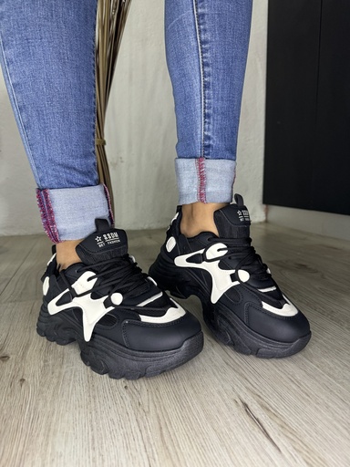 [JW2800 black/white] Tenis chunky Vaquita