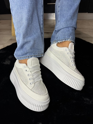 Tenis plataforma blanco glitter