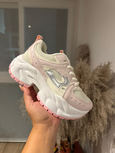 Tenis plataforma blanco con rosado