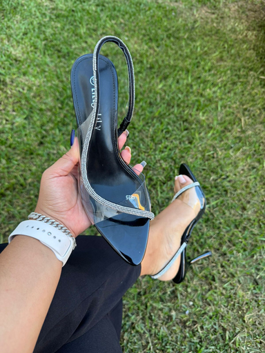 Tacón correa diamantada